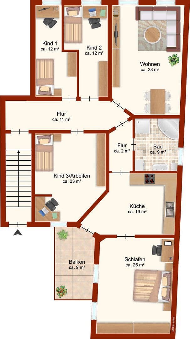 Pronájem bytu 5+1 145 m², Krukenbergstr. 1, Halle, Sasko-Anhaltsko Pronájem bytu 5+1 145 m², Krukenbergstr. 1, Halle, Sasko-Anhaltsko