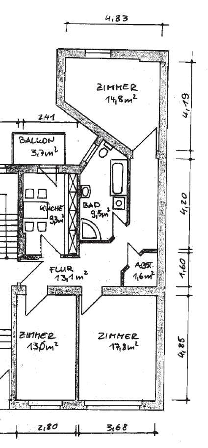 Pronájem bytu 3+1 83 m², Magdeburg, Sasko-Anhaltsko Pronájem bytu 3+1 83 m², Magdeburg, Sasko-Anhaltsko