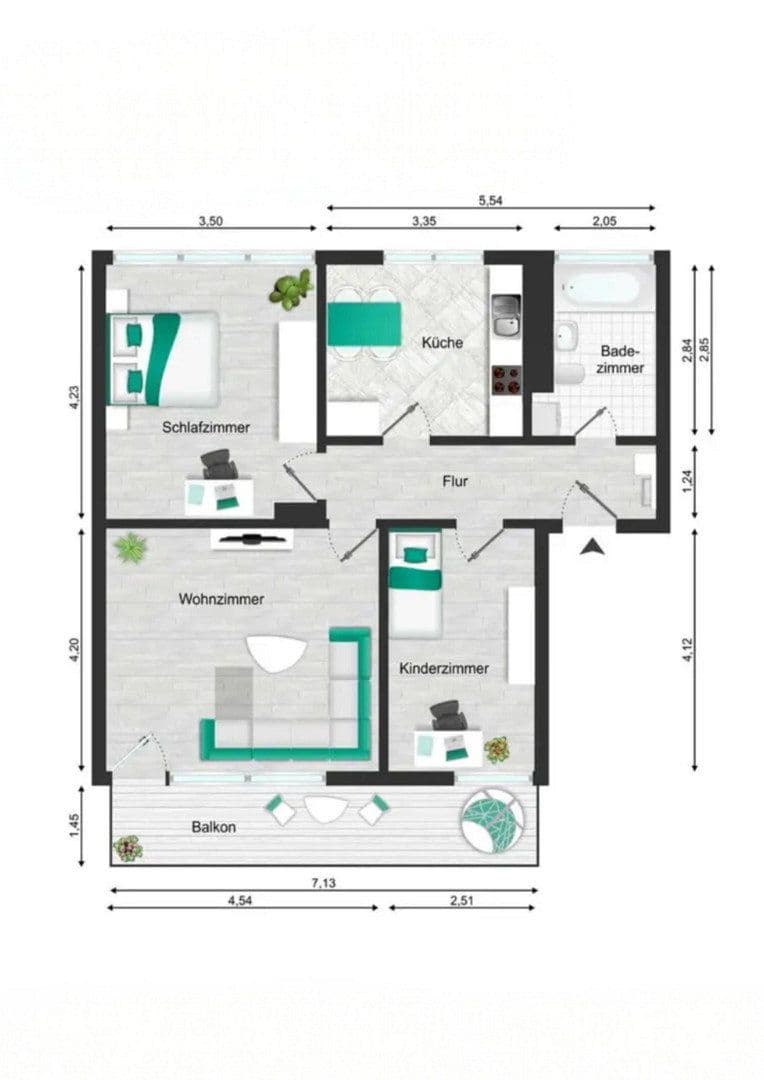 Pronájem bytu 3+1 70 m², Koblenz, Porýní-Falc Pronájem bytu 3+1 70 m², Koblenz, Porýní-Falc