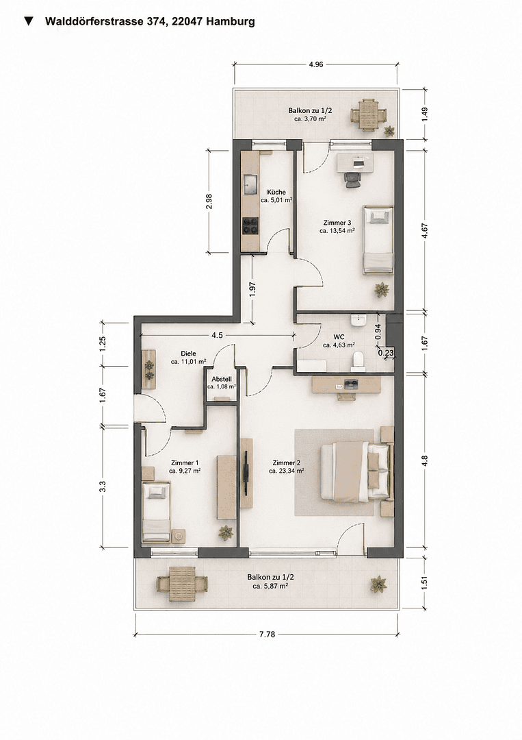 Prodej bytu 3+1 78 m², Walddörfer Str. 374, Hamburg, Hamburg Prodej bytu 3+1 78 m², Walddörfer Str. 374, Hamburg, Hamburg