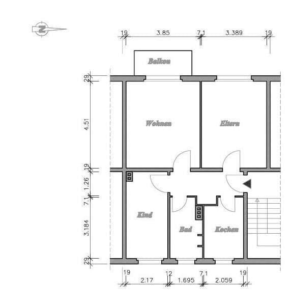 Pronájem bytu 3+1 59 m², Templiner Straße, Angermünde, Braniborsko Pronájem bytu 3+1 59 m², Templiner Straße, Angermünde, Braniborsko