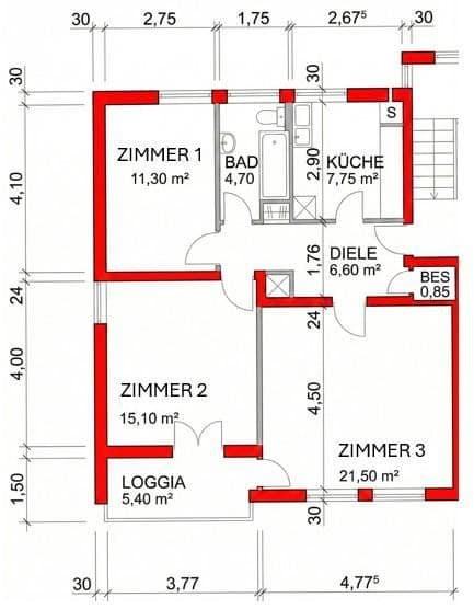 Pronájem bytu 71 m², Neusäß, Bavorsko Pronájem bytu 71 m², Neusäß, Bavorsko