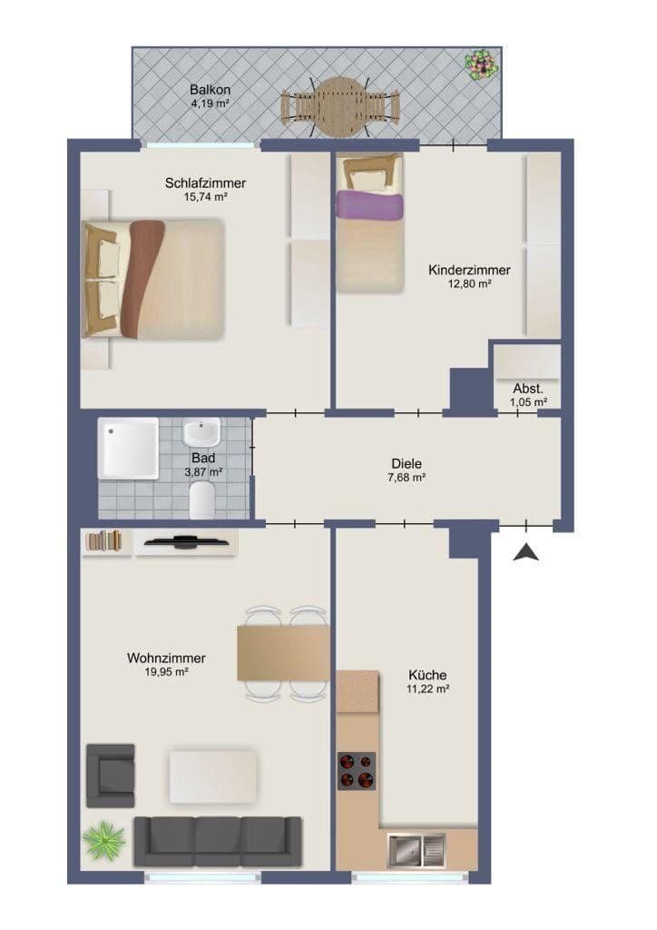 Pronájem bytu 3+1 76 m², Frankenstr. 75, Essen, Severní Porýní-Vestfálsko Pronájem bytu 3+1 76 m², Frankenstr. 75, Essen, Severní Porýní-Vestfálsko