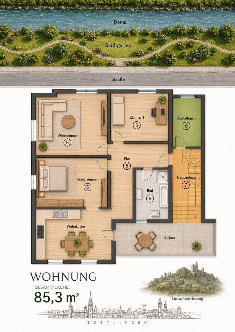 Pronájem bytu 3+1 86 m², Bahnhofstrasse 79/1, Tuttlingen, Bádensko-Württembersko Pronájem bytu 3+1 86 m², Bahnhofstrasse 79/1, Tuttlingen, Bádensko-Württembersko