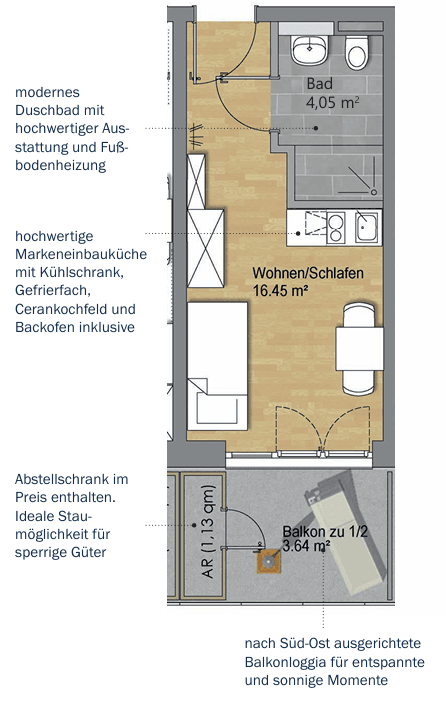 Pronájem bytu 1+1 25 m², Otto-Hahn-Straße 40, Regensburg, Bavorsko Pronájem bytu 1+1 25 m², Otto-Hahn-Straße 40, Regensburg, Bavorsko