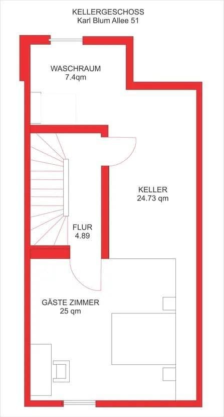 Pronájem domu 143 m², pozemek 155 m², Karl-Blum-Allee 51, Frankfurt, Hessen Pronájem domu 143 m², pozemek 155 m², Karl-Blum-Allee 51, Frankfurt, Hessen