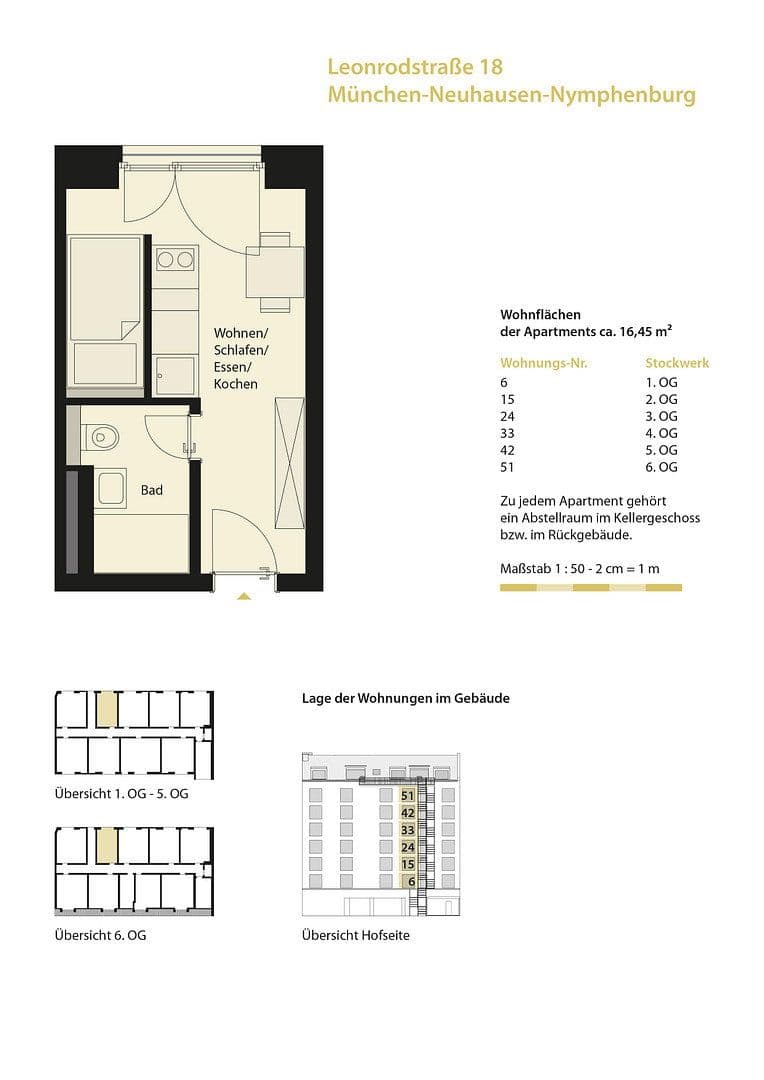 Pronájem bytu 1+1 17 m², Leonrodstrasse 18, München, Bavorsko Pronájem bytu 1+1 17 m², Leonrodstrasse 18, München, Bavorsko