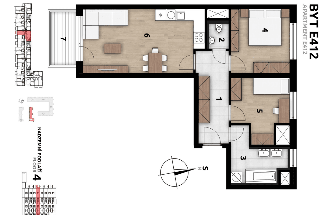 Pronájem bytu 3+kk 66 m², U Továren, Praha, Praha Pronájem bytu 3+kk 66 m², U Továren, Praha, Praha