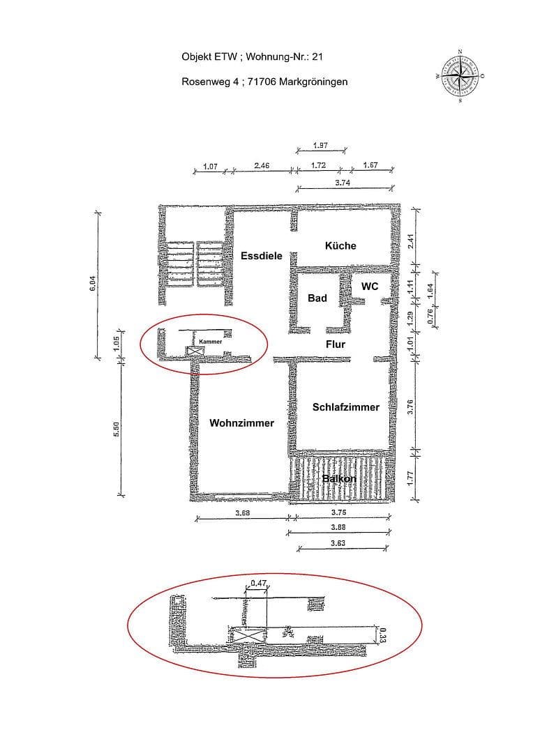Prodej bytu 2+kk 75 m², Rosenweg 4, Markgröningen, Bádensko-Württembersko Prodej bytu 2+kk 75 m², Rosenweg 4, Markgröningen, Bádensko-Württembersko