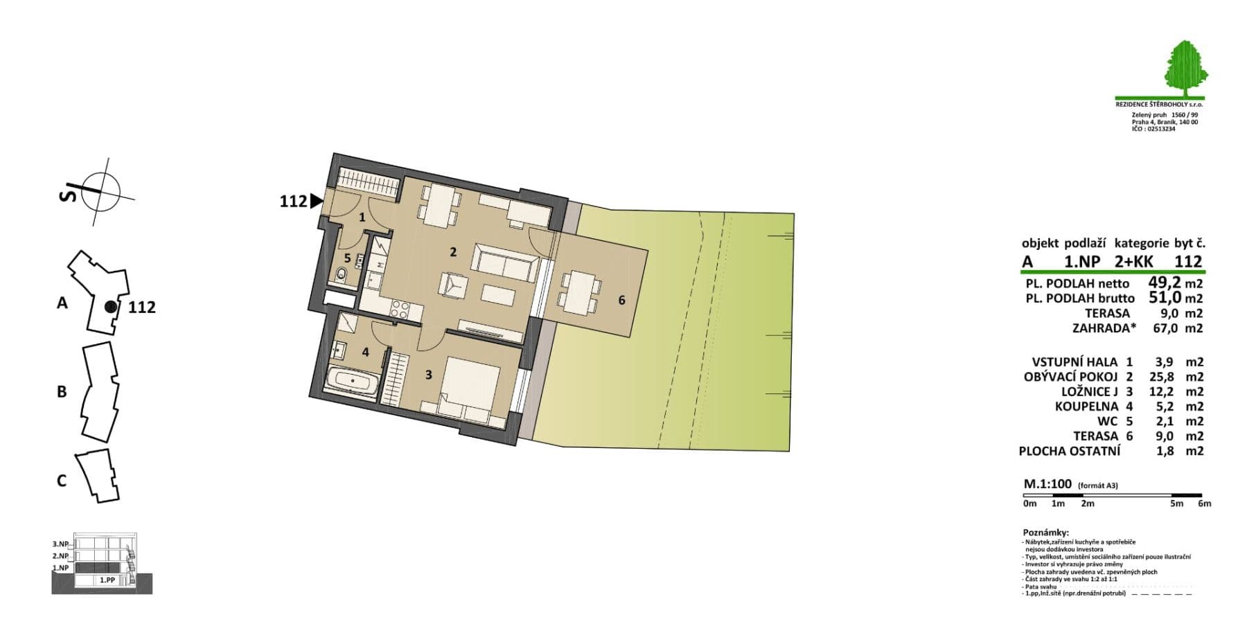 Pronájem bytu 2+kk 51 m², Pod Areálem, Praha, Praha Pronájem bytu 2+kk 51 m², Pod Areálem, Praha, Praha
