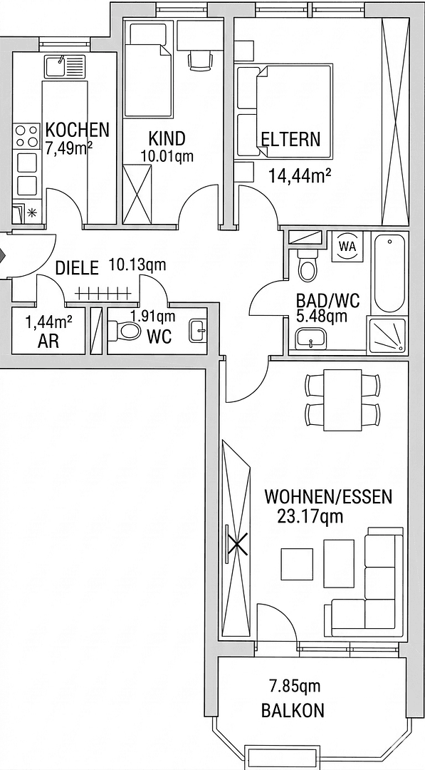 Prodej bytu 3+1 74 m², Am Färberhof, 3, Erlangen, Bavorsko Prodej bytu 3+1 74 m², Am Färberhof, 3, Erlangen, Bavorsko