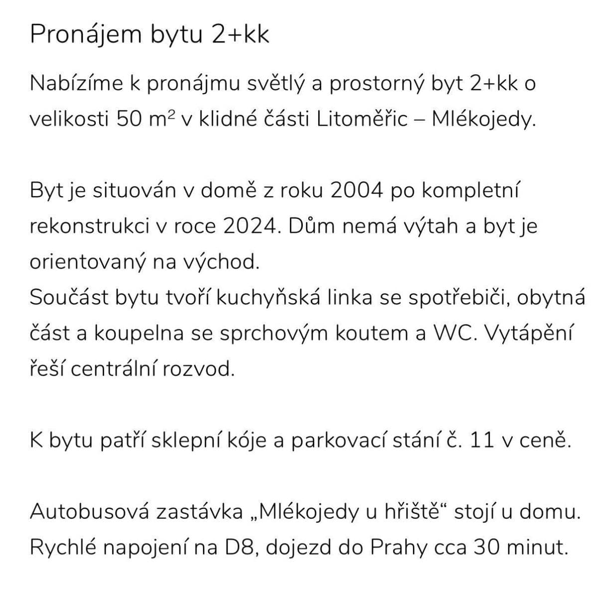 Pronájem bytu 2+kk 50 m², Mlékojedy, Ústecký kraj Pronájem bytu 2+kk 50 m², Mlékojedy, Ústecký kraj
