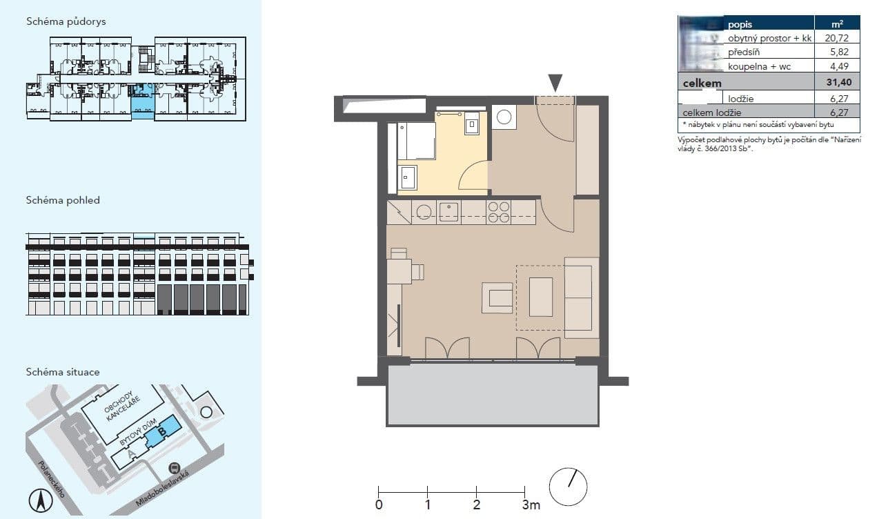 Prodej bytu 1+kk 38 m², Mladoboleslavská, Praha, Praha Prodej bytu 1+kk 38 m², Mladoboleslavská, Praha, Praha