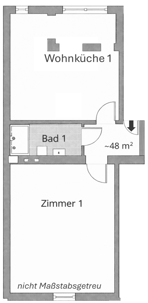 Pronájem bytu 2+1 48 m², Essen, Severní Porýní-Vestfálsko Pronájem bytu 2+1 48 m², Essen, Severní Porýní-Vestfálsko