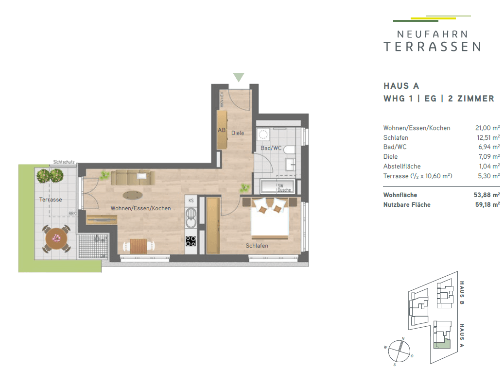Pronájem bytu 2+1 54 m², Neufahrn, Bavorsko Pronájem bytu 2+1 54 m², Neufahrn, Bavorsko