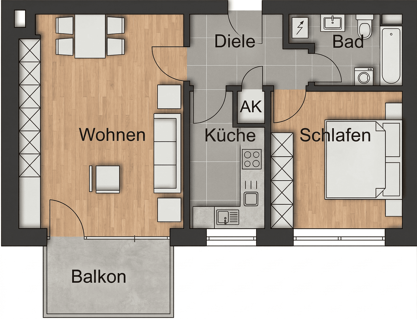 Pronájem bytu 2+1 62 m², Münster, Severní Porýní-Vestfálsko Pronájem bytu 2+1 62 m², Münster, Severní Porýní-Vestfálsko