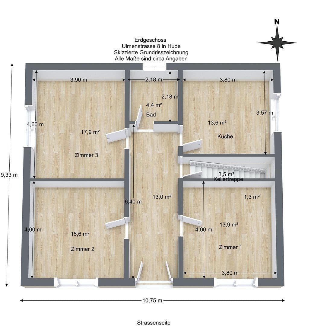 Prodej domu 150 m², pozemek 567 m², Ulmenstr. 8, Hude (Oldenburg), Dolní Sasko Prodej domu 150 m², pozemek 567 m², Ulmenstr. 8, Hude (Oldenburg), Dolní Sasko