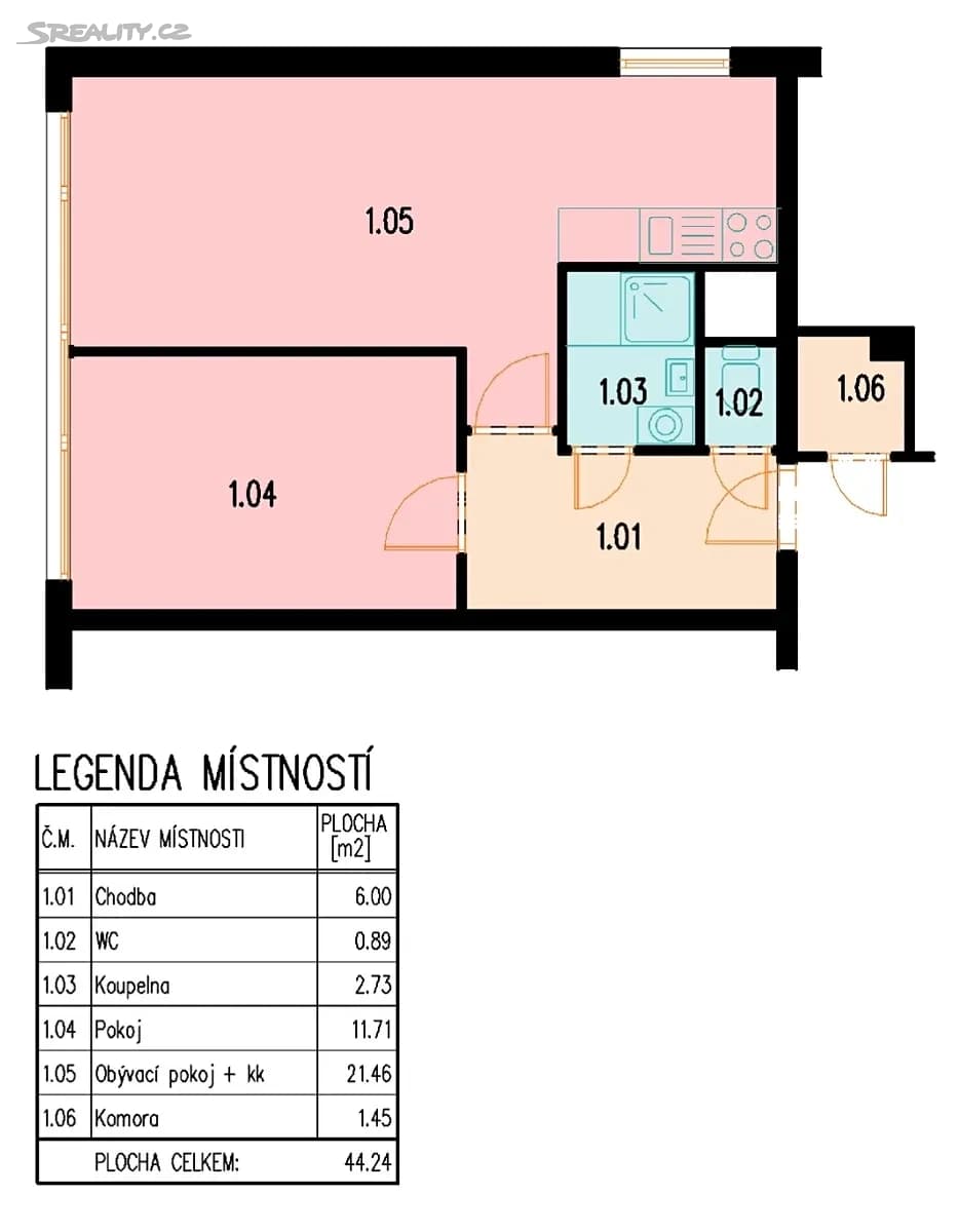 Prodej bytu 2+kk 44 m², Smotlachova, Praha, Praha Prodej bytu 2+kk 44 m², Smotlachova, Praha, Praha