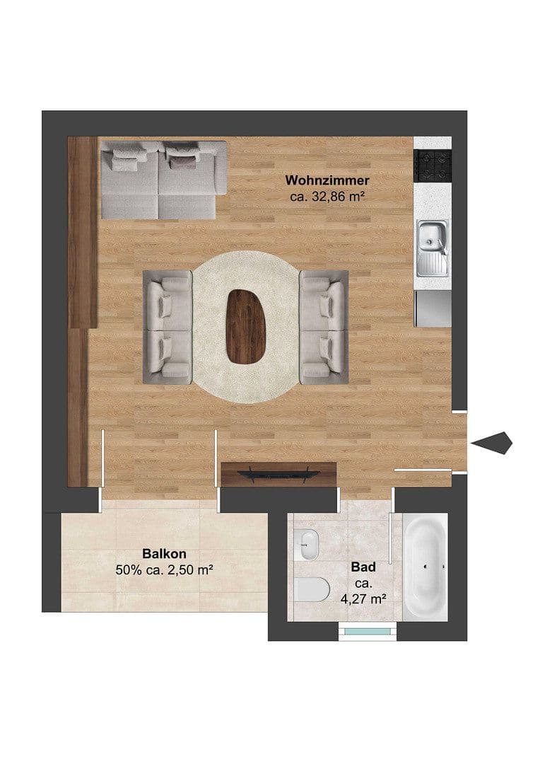 Pronájem bytu 1+1 37 m², Enggasse 29A, Offenbach an der Queich, Porýní-Falc Pronájem bytu 1+1 37 m², Enggasse 29A, Offenbach an der Queich, Porýní-Falc