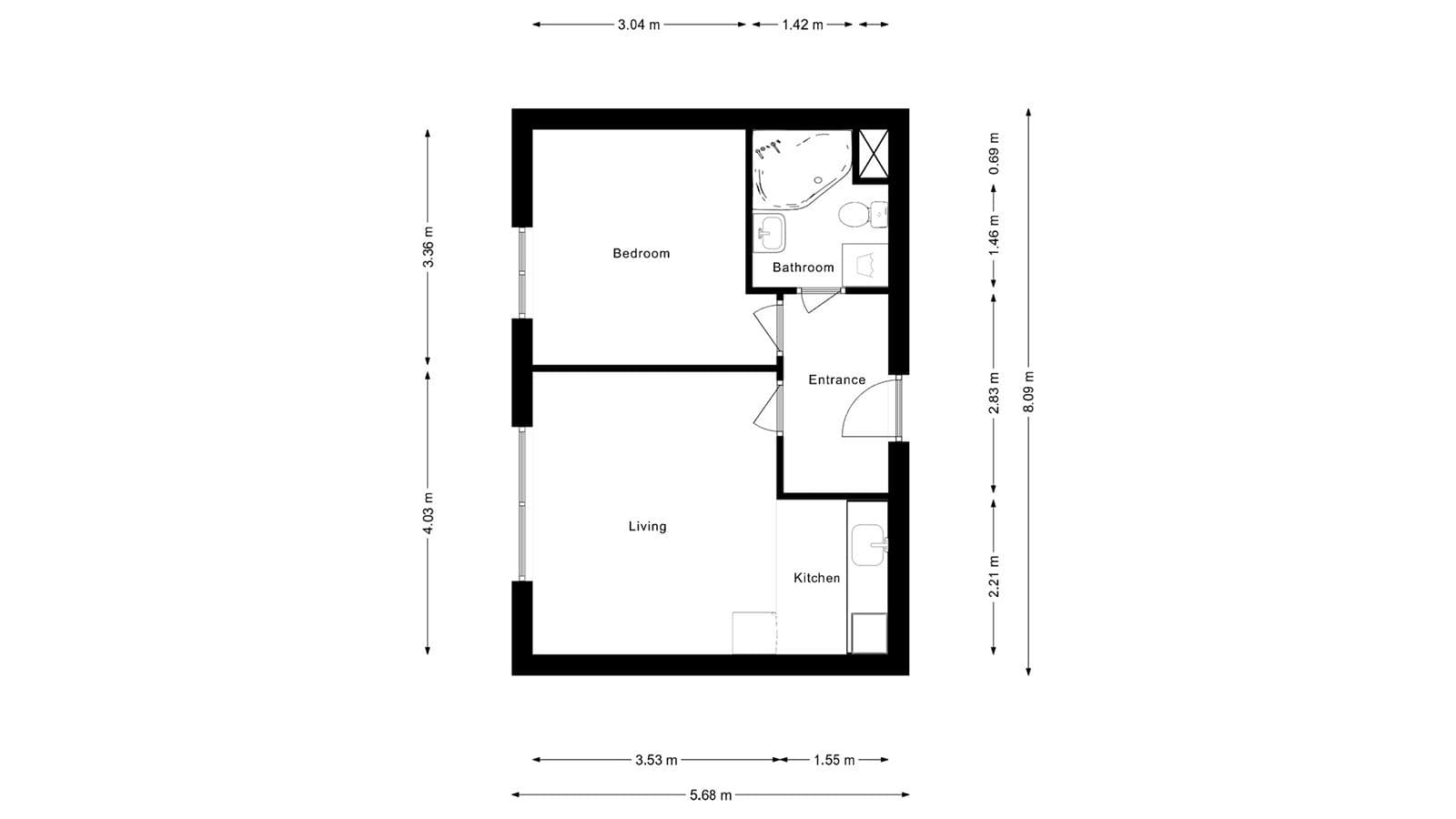 Pronájem bytu 2+kk 38 m², Přípotoční, Praha, Praha Pronájem bytu 2+kk 38 m², Přípotoční, Praha, Praha