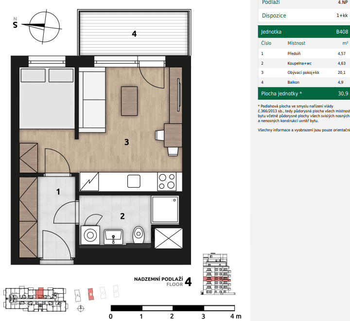 Pronájem bytu 1+kk 31 m², Fabiánové, Praha, Praha Pronájem bytu 1+kk 31 m², Fabiánové, Praha, Praha