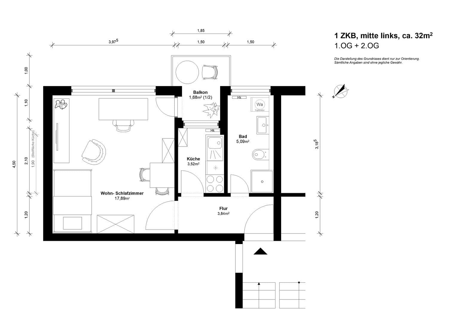 Pronájem bytu 1+1 31 m², Kaiserslautern, Porýní-Falc Pronájem bytu 1+1 31 m², Kaiserslautern, Porýní-Falc