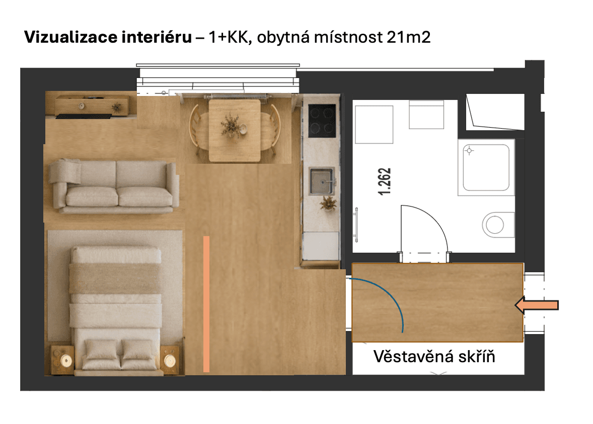 Pronájem bytu 1+kk 32 m², Železná, Plzeň, Plzeňský kraj Pronájem bytu 1+kk 32 m², Železná, Plzeň, Plzeňský kraj