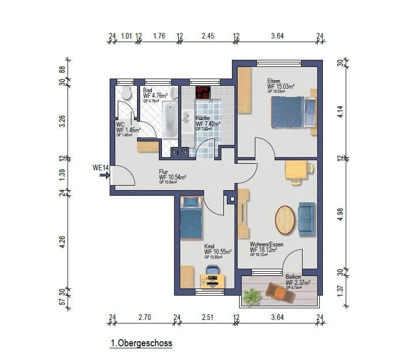 Prodej bytu 3+1 70 m², Biberach an der Riß, Bádensko-Württembersko Prodej bytu 3+1 70 m², Biberach an der Riß, Bádensko-Württembersko