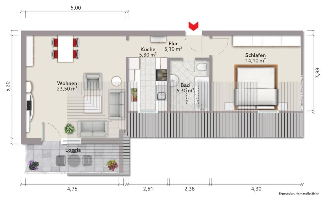 Pronájem bytu 2+1 64 m², Lindenweg 13-15, Münster (Hessen), Hessen Pronájem bytu 2+1 64 m², Lindenweg 13-15, Münster (Hessen), Hessen