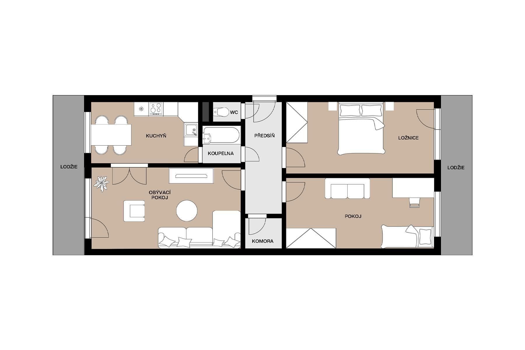 Prodej bytu 3+1 75 m², Tádžická, Praha, Praha Prodej bytu 3+1 75 m², Tádžická, Praha, Praha