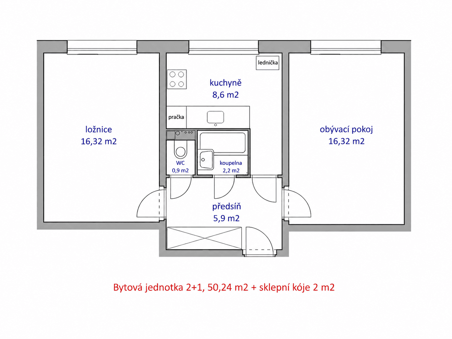 Prodej bytu 2+1 50 m², Hvozdíková, Praha, Praha Prodej bytu 2+1 50 m², Hvozdíková, Praha, Praha