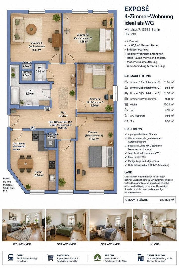 Pronájem bytu 3+1 65 m², Mittelstraße 7, Berlin, Berlín Pronájem bytu 3+1 65 m², Mittelstraße 7, Berlin, Berlín