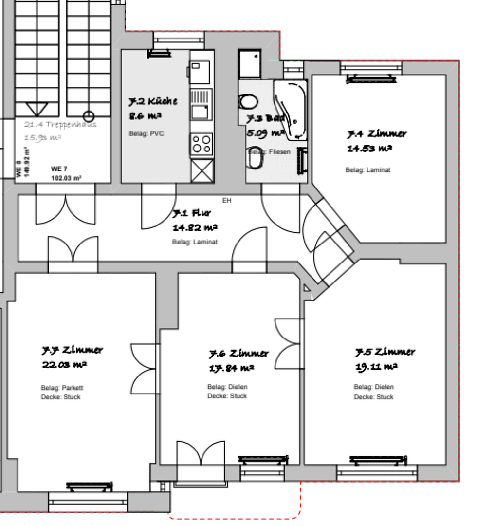 Pronájem bytu 4+1 103 m², Paracelsusstraße 2c, Halle, Sasko-Anhaltsko Pronájem bytu 4+1 103 m², Paracelsusstraße 2c, Halle, Sasko-Anhaltsko