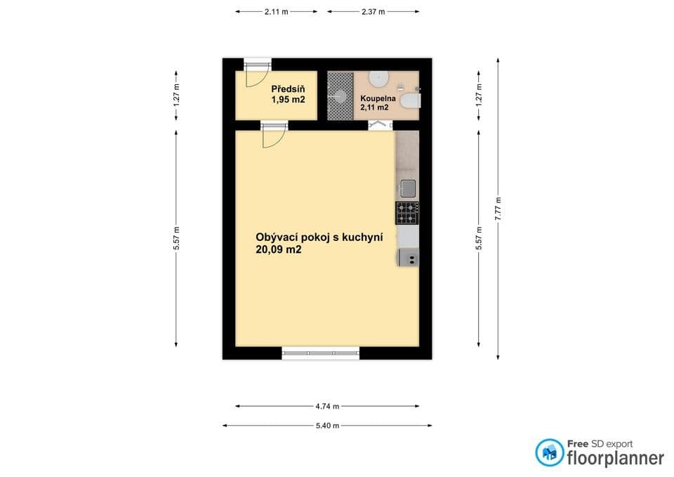 Pronájem bytu 1+kk 24 m², Na Radosti, Praha, Praha Pronájem bytu 1+kk 24 m², Na Radosti, Praha, Praha