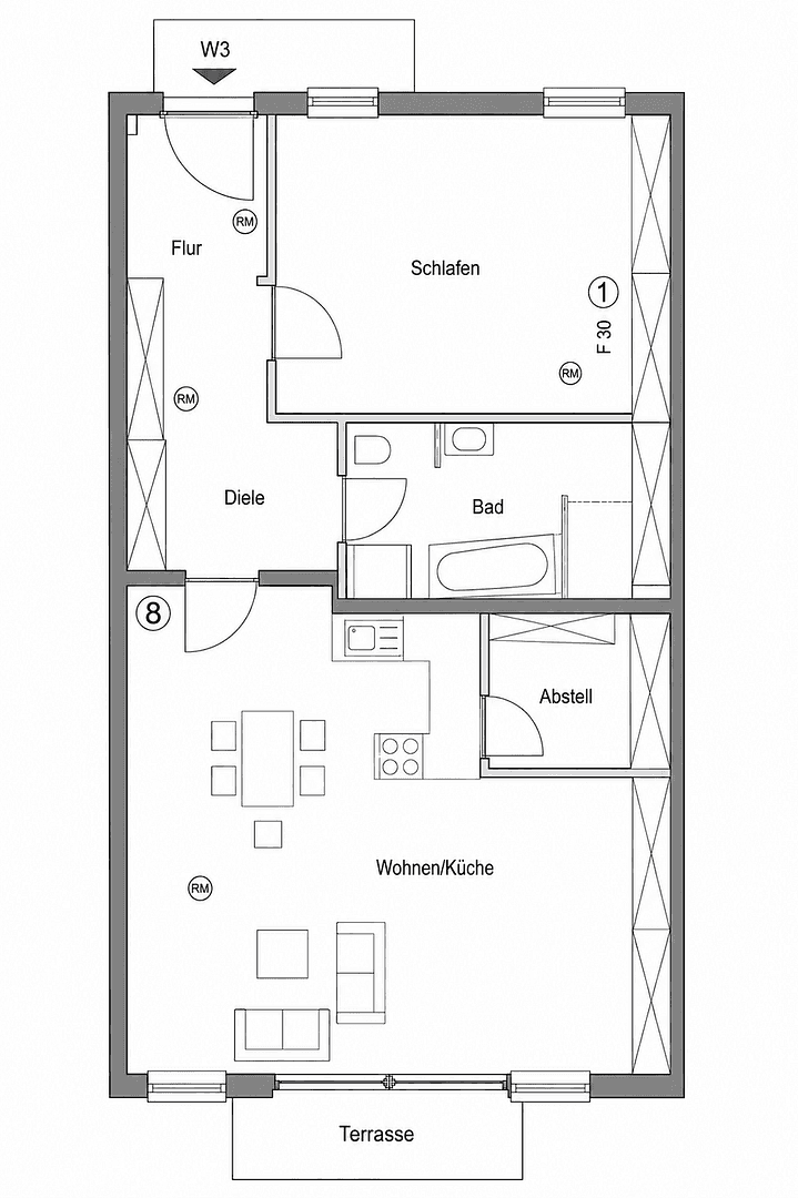 Pronájem bytu 2+1 65 m², An den Klosteräckern 7a-c, Luckau, Braniborsko Pronájem bytu 2+1 65 m², An den Klosteräckern 7a-c, Luckau, Braniborsko