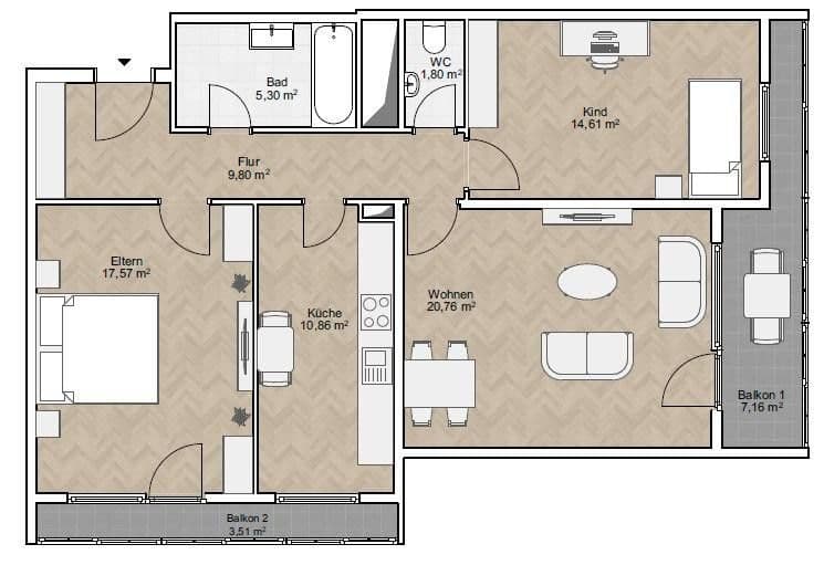 Prodej bytu 3+1 86 m², Wilhelm-Hauff-Str. 22, Augsburg, Bavorsko Prodej bytu 3+1 86 m², Wilhelm-Hauff-Str. 22, Augsburg, Bavorsko