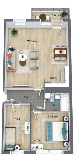 Pronájem bytu 3+1 71 m², Kurt Schneider Str. 22, Chemnitz, Sasko Pronájem bytu 3+1 71 m², Kurt Schneider Str. 22, Chemnitz, Sasko
