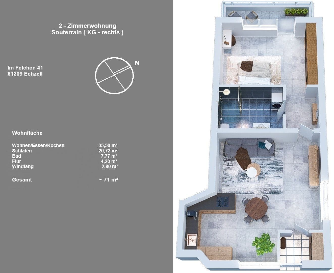 Pronájem bytu 2+1 71 m², Echzell, Hessen Pronájem bytu 2+1 71 m², Echzell, Hessen