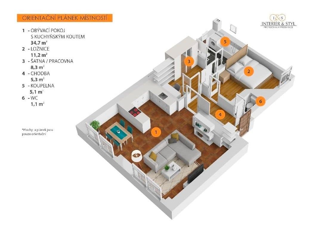 Pronájem bytu 2+kk 61 m², Na Kampě, Praha, Praha Pronájem bytu 2+kk 61 m², Na Kampě, Praha, Praha