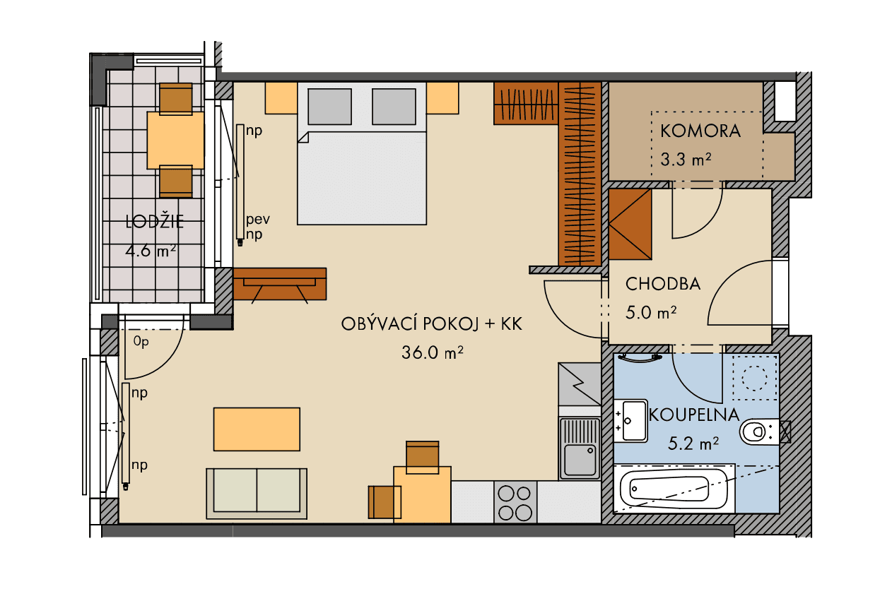 Pronájem bytu 1+kk 51 m², Ondrákové, Praha, Praha Pronájem bytu 1+kk 51 m², Ondrákové, Praha, Praha