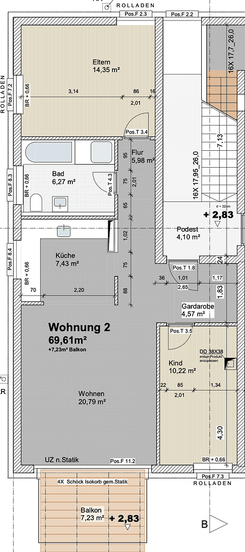 Pronájem bytu 3+1 70 m², Waldperlacher Str. 88, München, Bavorsko Pronájem bytu 3+1 70 m², Waldperlacher Str. 88, München, Bavorsko