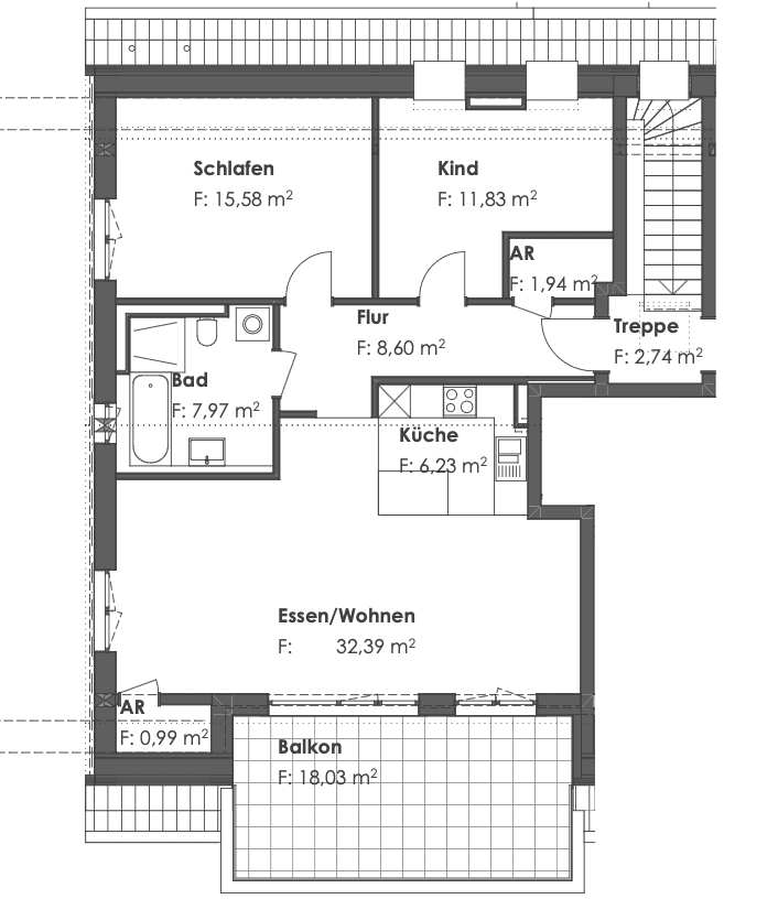 Pronájem bytu 3+1 94 m², Dorfstraße 11b, Germering, Bavorsko Pronájem bytu 3+1 94 m², Dorfstraße 11b, Germering, Bavorsko