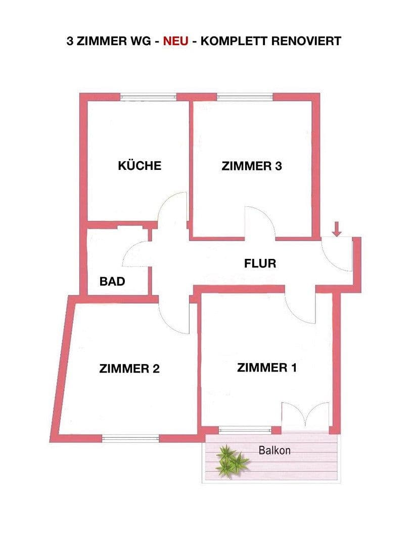 Pronájem bytu 14 m², Rollnerstraße 9, Nürnberg, Bavorsko Pronájem bytu 14 m², Rollnerstraße 9, Nürnberg, Bavorsko