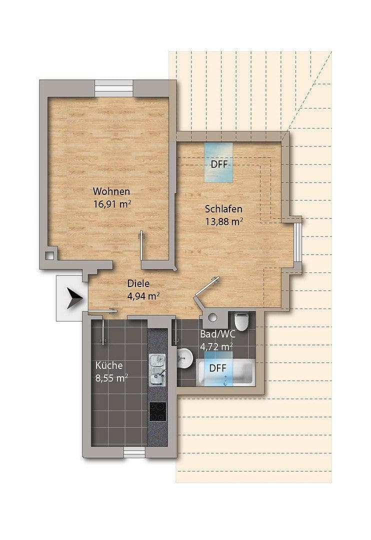 Pronájem bytu 2+1 50 m², Nöthnitzer Straße 36, Dresden, Sasko Pronájem bytu 2+1 50 m², Nöthnitzer Straße 36, Dresden, Sasko