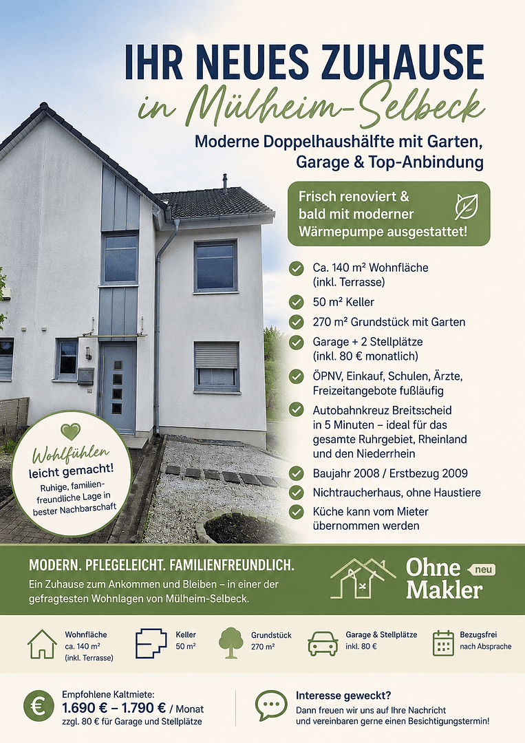 Pronájem domu 140 m², pozemek 270 m², Mülheim an der Ruhr, Severní Porýní-Vestfálsko Pronájem domu 140 m², pozemek 270 m², Mülheim an der Ruhr, Severní Porýní-Vestfálsko