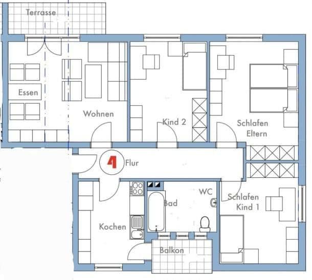 Pronájem bytu 4+1 90 m², Am kleinen Rotenberg 12, Wittlich, Porýní-Falc Pronájem bytu 4+1 90 m², Am kleinen Rotenberg 12, Wittlich, Porýní-Falc