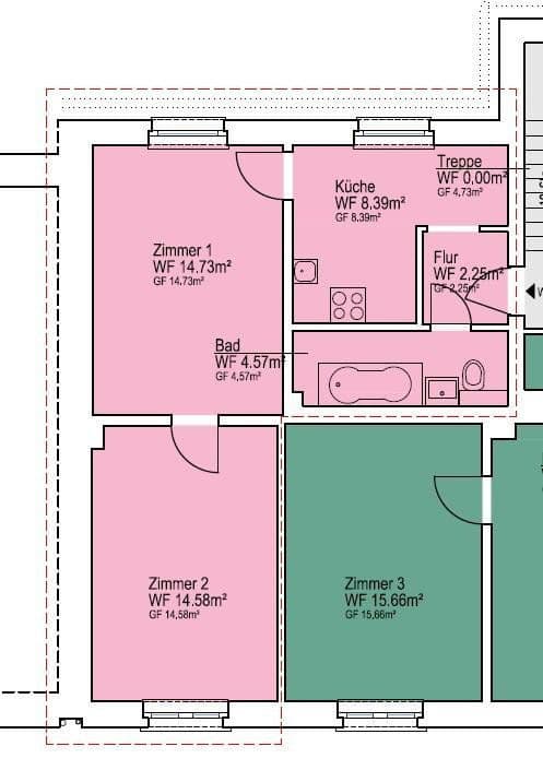 Pronájem bytu 2+1 45 m², Krayer Str. 30, Bochum, Severní Porýní-Vestfálsko Pronájem bytu 2+1 45 m², Krayer Str. 30, Bochum, Severní Porýní-Vestfálsko