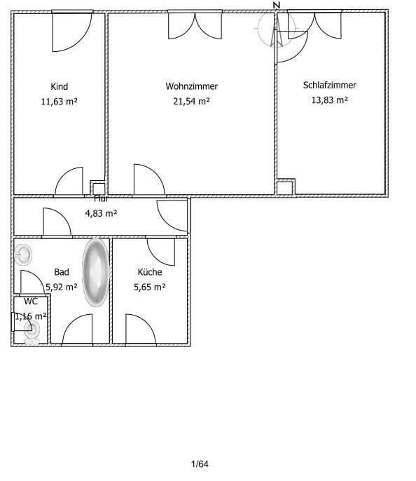 Pronájem bytu 3+1 66 m², Demitz-Thumitz, Sasko Pronájem bytu 3+1 66 m², Demitz-Thumitz, Sasko