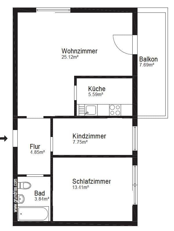 Pronájem bytu 3+1 64 m², Dresdener Straße 1D, Hanau, Hessen Pronájem bytu 3+1 64 m², Dresdener Straße 1D, Hanau, Hessen