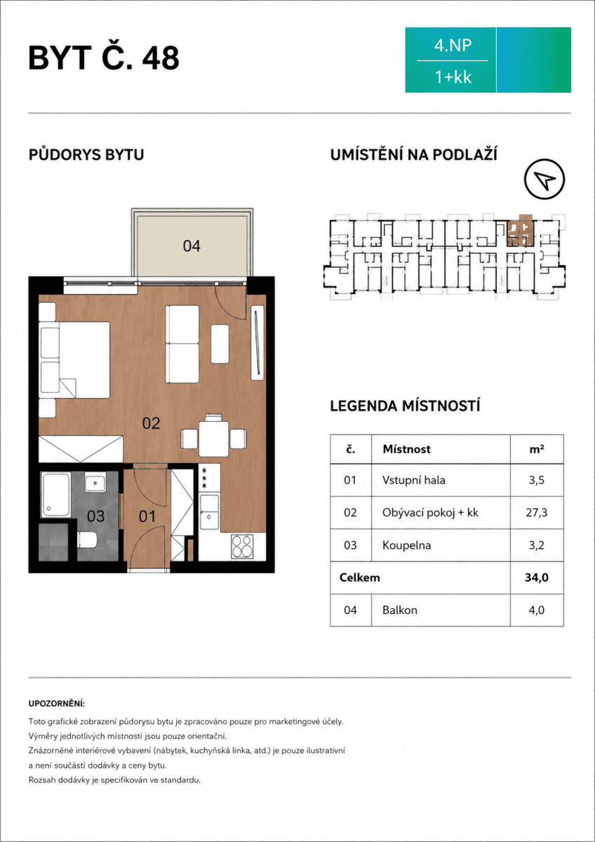 Pronájem bytu 1+kk 34 m², Americká, Kladno, Středočeský kraj Pronájem bytu 1+kk 34 m², Americká, Kladno, Středočeský kraj